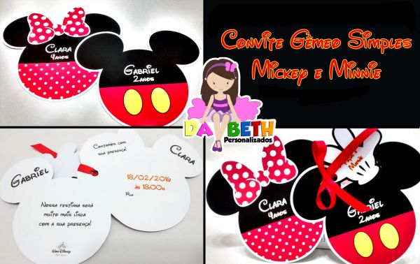 CONVITE GÊMEO MICKEY E MINNIE