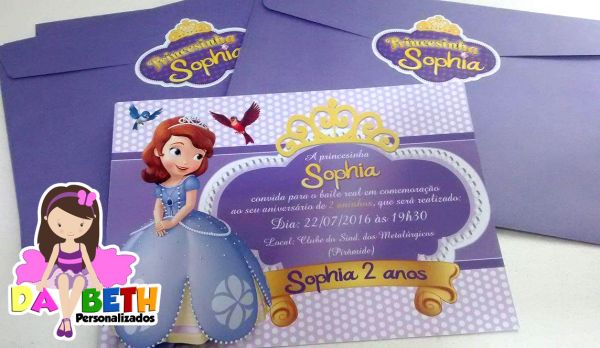 CONVITE C/ ENVELOPE PRINCESA SOFIA